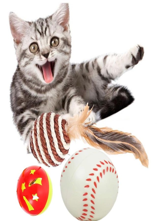 THE DDS STORE Cat Toys Balls, Sisal Cat Ball Toy with Bell Inside, Cat Toys for Indoor Cats, Interactive Cat Chew Toys for Kitty Kitten (Color May Vary) - Image 1